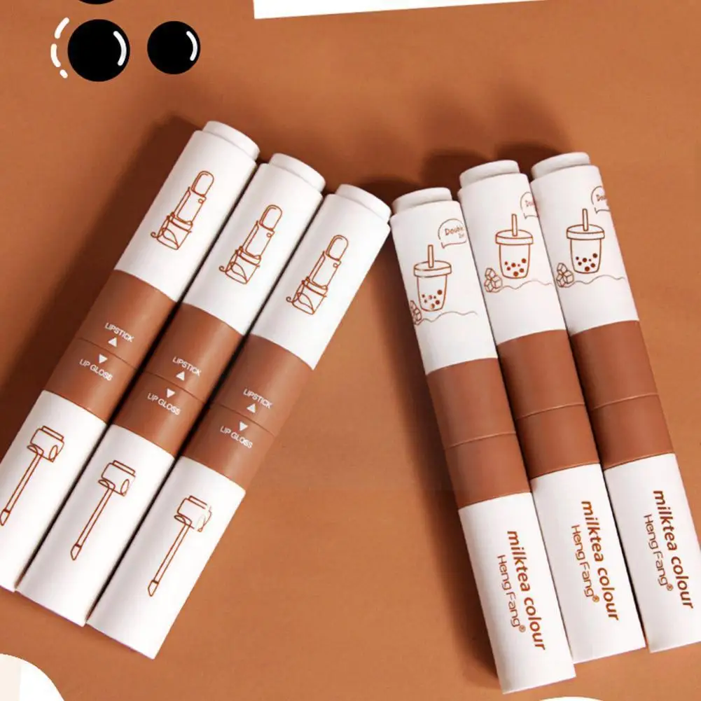 

Milk-Tea Lip Gloss Matte Long Lasting Color Velvet Lipstick For Lip Moisture Waterproof Lip Tint Fashion Women Makeup Cosme G7P4