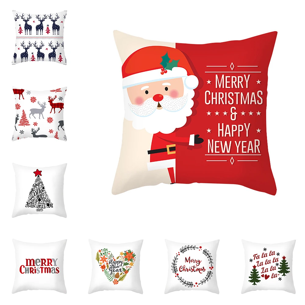 

Рождественская наволочка с мультяшным принтом, 45 см, чехол для офисного сиденья, Рождественское украшение для дома, наволочка из полиэстера