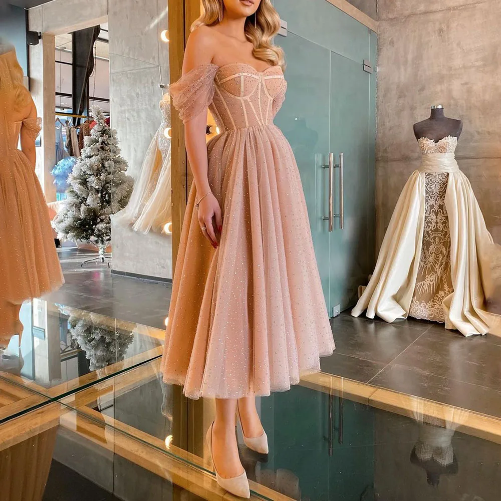 

Summer Dress Women Fashion 2021 Sequins Sexy Off The Shoulder Mid-length High Waist Patchwork Elegant Formal Party Dress