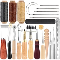 lmdz professional leathercraft tools kit with cutting knife waxed thread sewing needles leather punch tools accessories for diy