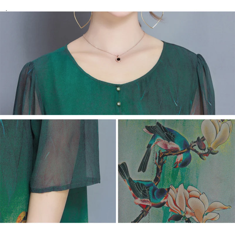 Женское шелковое длинное платье с цветочным принтом большие размеры весна-лето