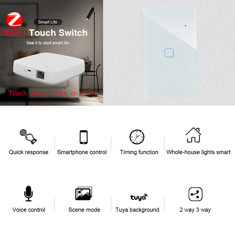 Zigbee Tuya Smart настенный светильник переключатель 1/2/3/4 ряда 2/3Way нам WiFi сенсорный