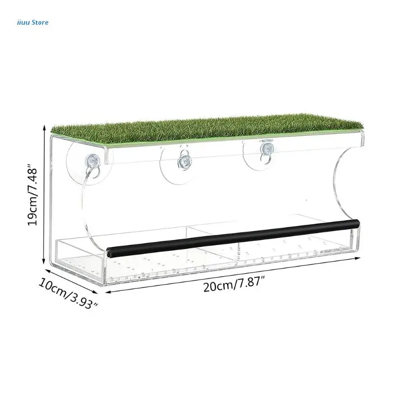 

Acrylic Bird Feeder Window Mount Weatherproof with Roof and Drain Holes