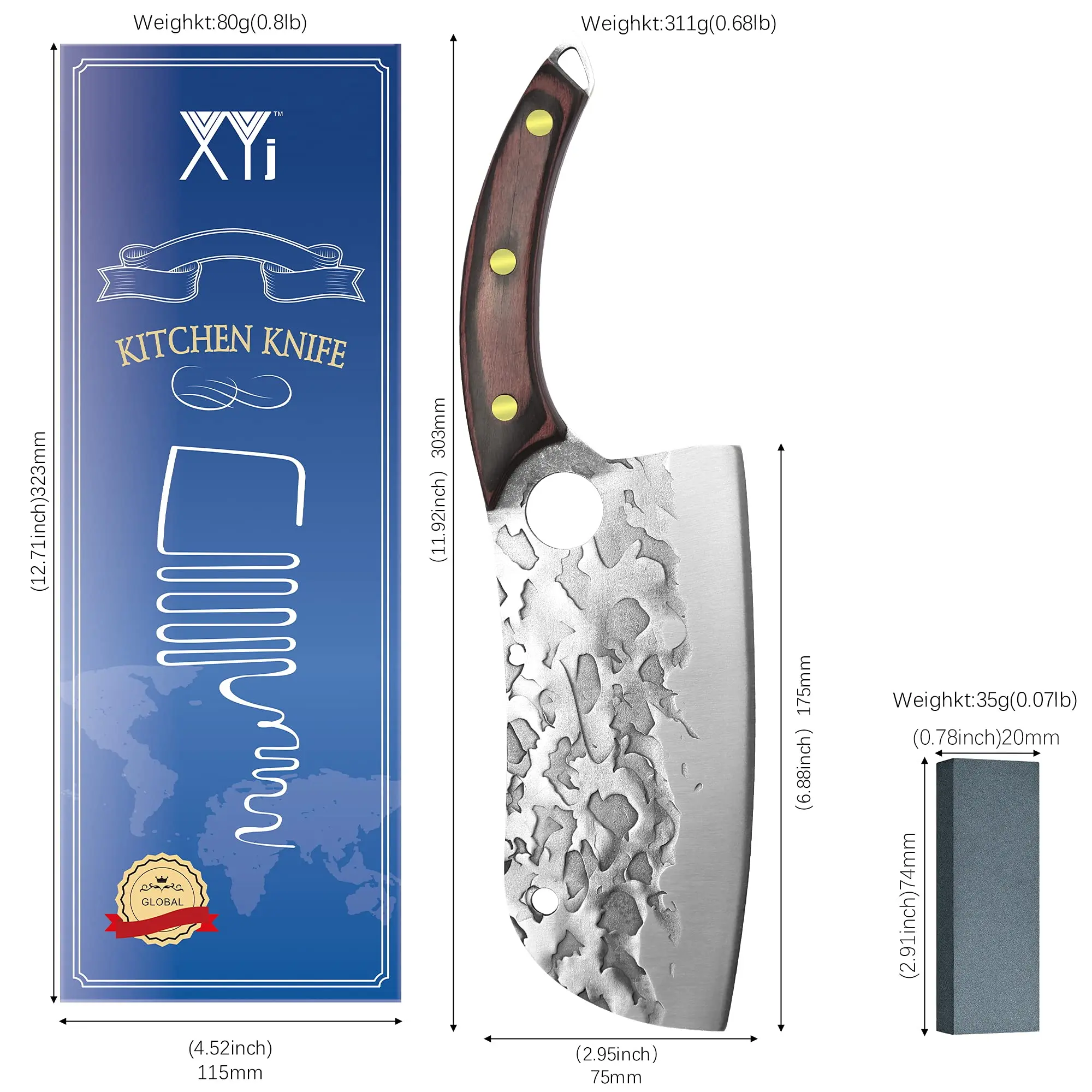 XYJ 7 Inch Stainless Steel Vegetable Knives With Mini Whetstone Hammer Finished Cooking For Kinds of Food Cutting Tools | Дом и сад