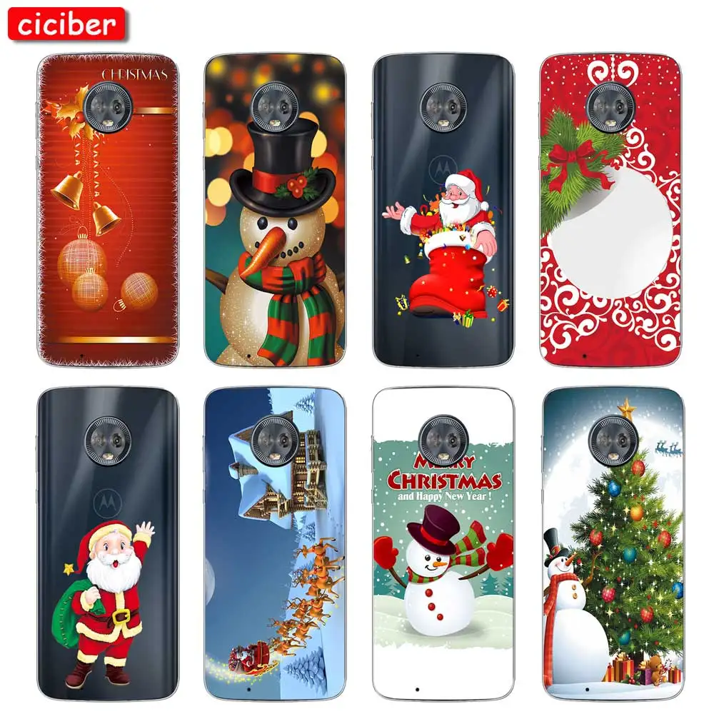 Рождественский чехол для телефона с изображением снеговика Motorola Moto E6 C Z2 Z3 ONE P30 G4 G5