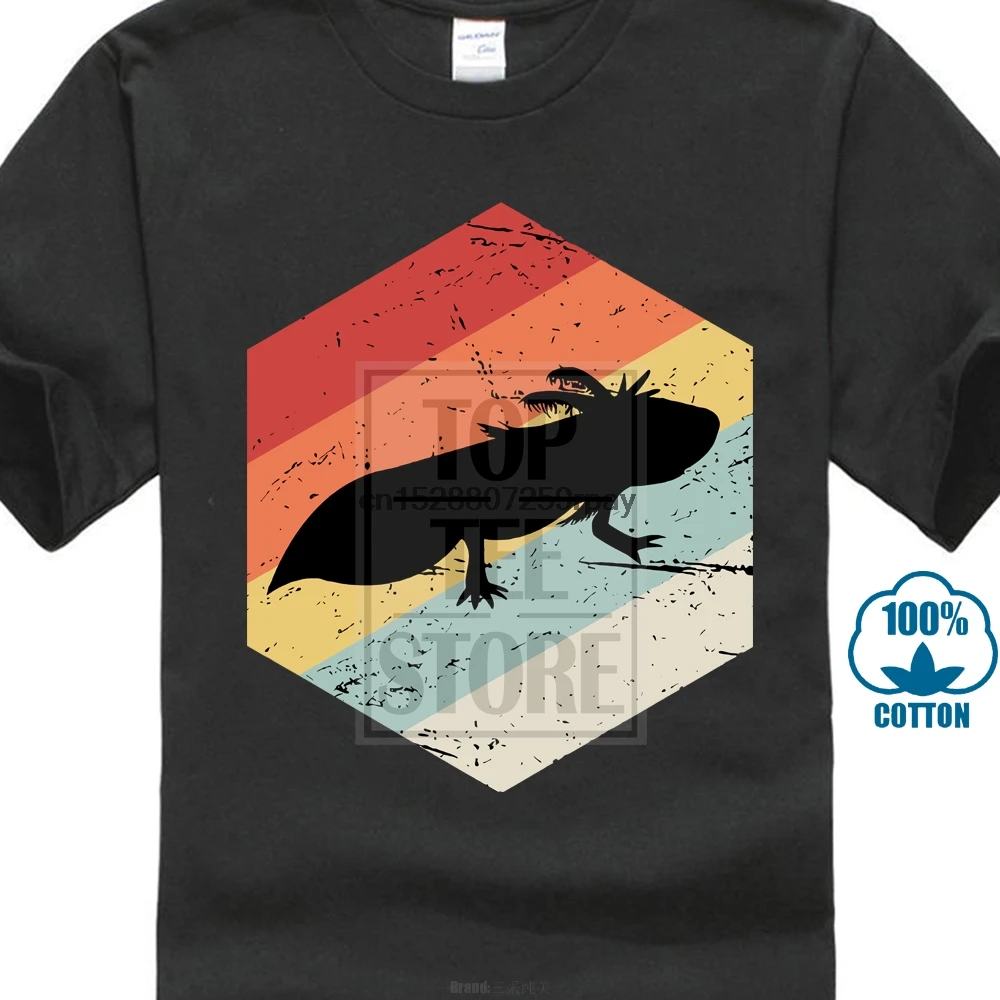 Рубашка дизайн вырез лодочкой для мужчин короткий рукав Ретро Axolotl футболка