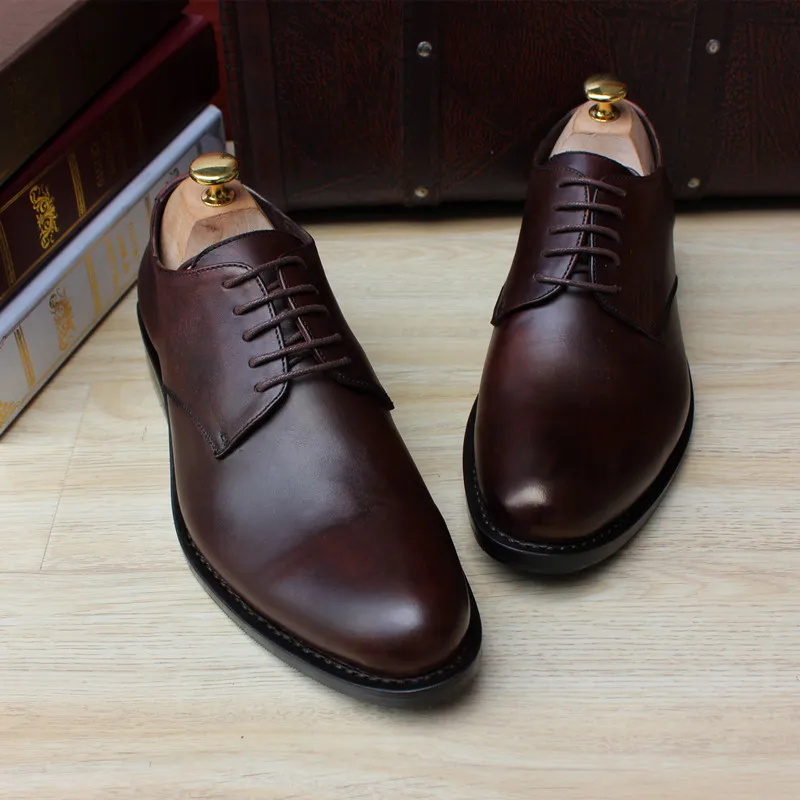 Мужские туфли Дерби Goodyear натуральная кожа заостренный носок на шнуровке деловые