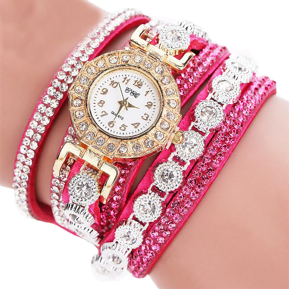 

CCQ Women Fashion Casual Analog Quartz Women Rhinestone Watch Bracelet Watch