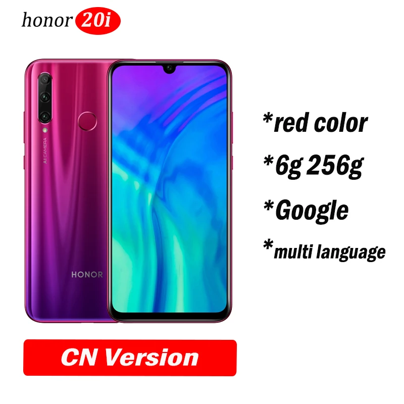 6g256 red honor 20i honor 20 lite мобильный телефон 6,21 дюймов Android 9,0 FM разблокировка отпечаток лица смартфон - Цвет: 6g256 red