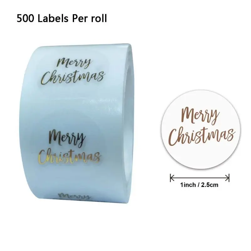 

500pcs Round Transparent Merry Christmas Stickers Envelope Gift Cards Seal Label