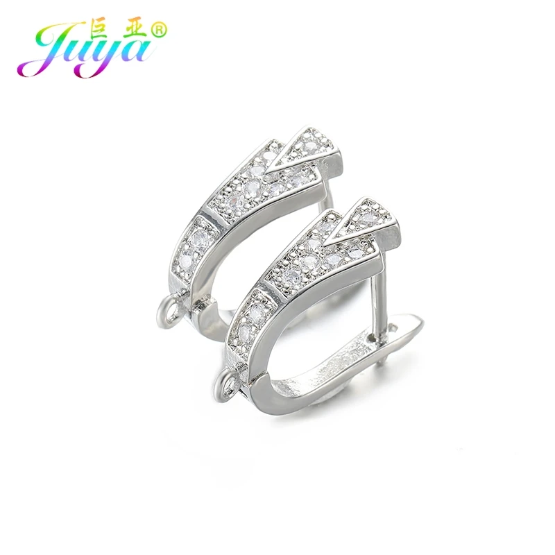 White Gold Juya DIY для женщин изготовление сережек ручной работы материал медь креативный замок для сережек основные серьги крючки Аксессуары - Цвет: White Gold