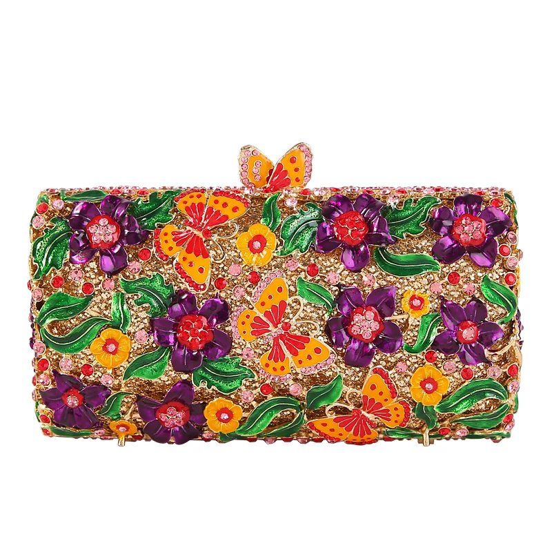 Женские вечерние сумки с фиолетовым цветком и бриллиантами женские сумочки