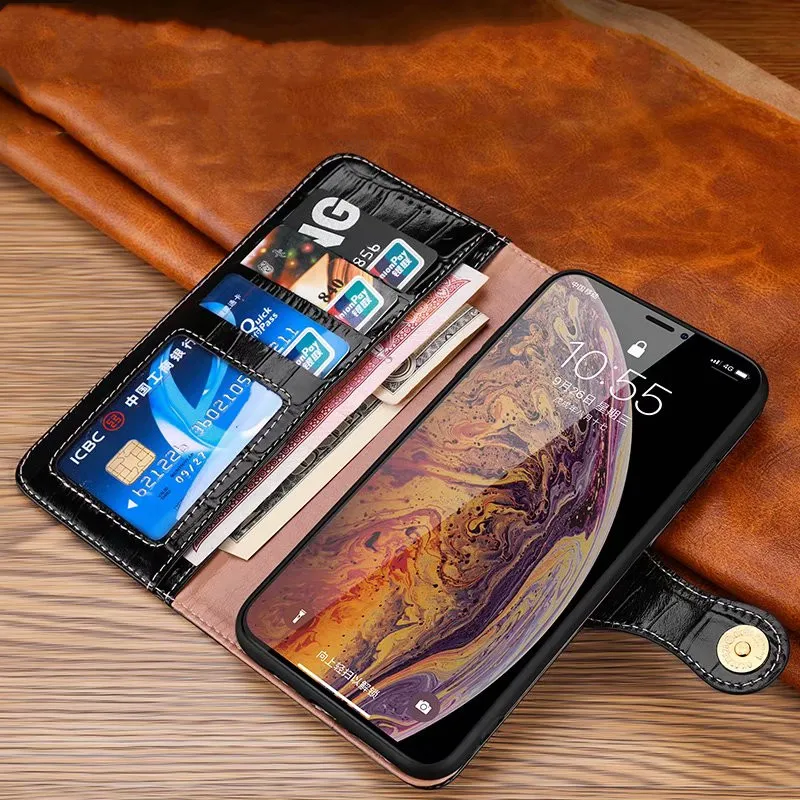 2022.Genuine Leather Crocodile Phone Case For Samsung Galaxy Note 10 10 Plus Cover Luxury Flip Wallet Stand Etui Card Holder