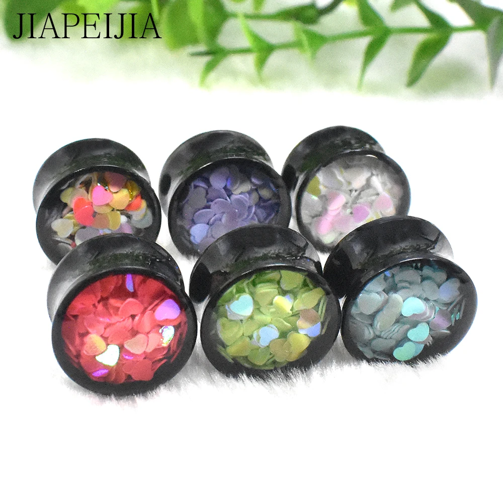 

Black Acrylic Ear Plugs Stretching Tunnels Gauges 8-30mm Saddle Double Flared Expander Stretcher Body Piercing Jewelry