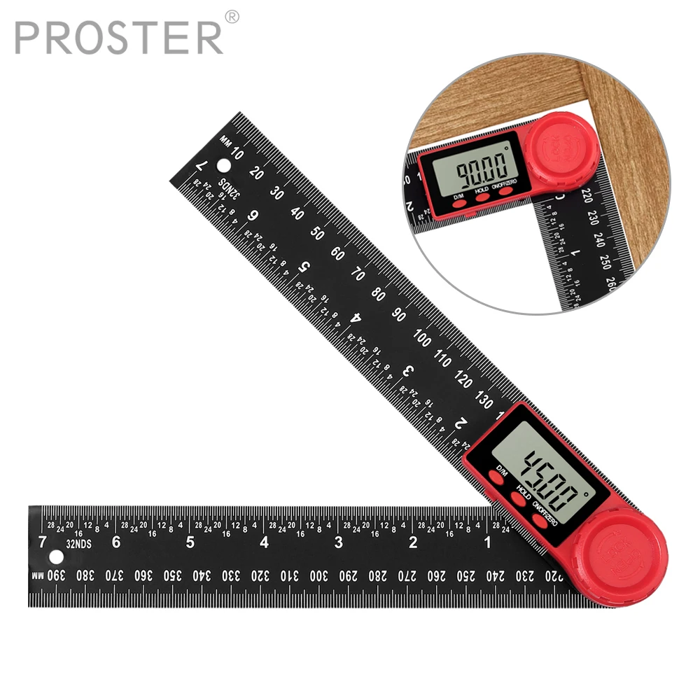 

PROSTER 0,05 ° Разрешение ЖК-дисплей цифровой угловая линейка Protractor программное средство 200 мм датчик угла с вкл/выкл кнопка обнуления