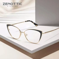 zenottic luxury brand design cat eye glasses frame women metal optical eyewear anti blue light lenses prescription eyeglasses