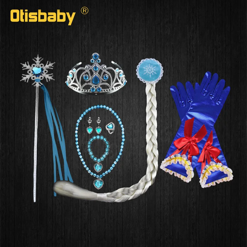 Crown Set Новогоднее платье принцессы Белоснежки для девочек Карнавальный костюм на Хэллоуин Детские пышные платья с вышивкой детское праздничное платье Золушки - Цвет: Crown Set