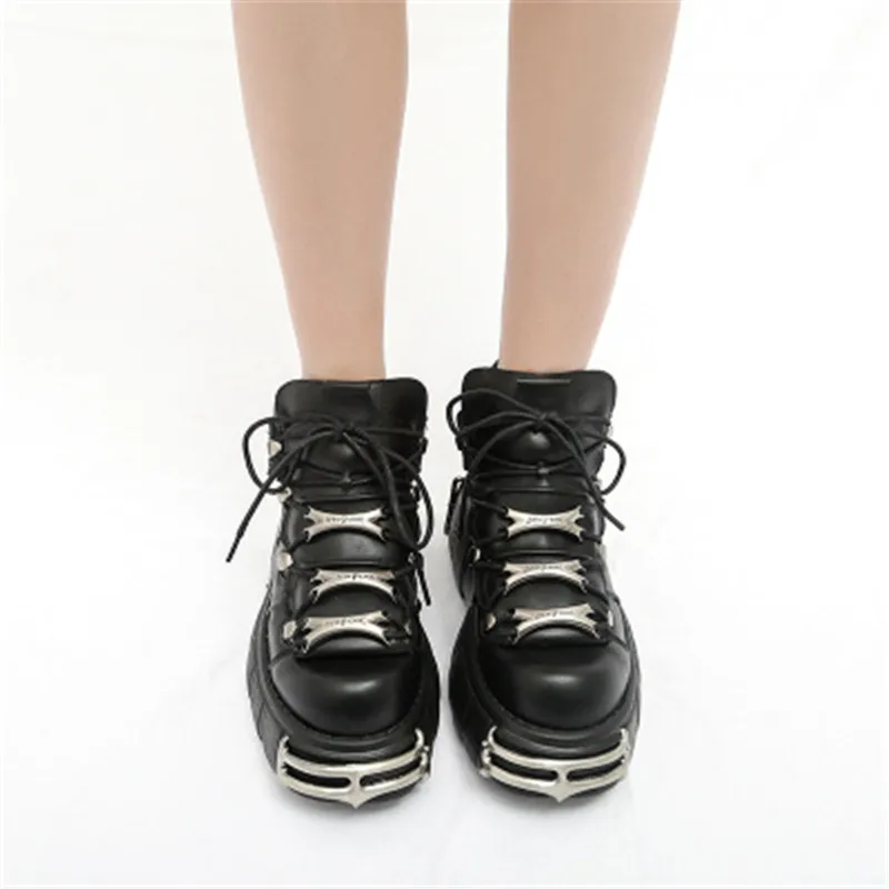 

New Steampunk Women Boots Fashion High-top Height Casual Increasing Women Shoes Autumn Winter Thick-soled Boots