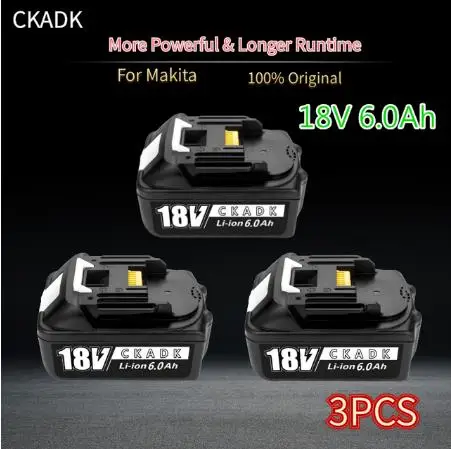 

Перезаряжаемая литий-ионная аккумуляторная батарея 18 в 6,0 Ач для Makita 18 в BL1850 BL1830 BL1860 LXT400, беспроводные дрели, бесплатная доставка