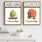 Знаменитый постер для путешествий в Гонконге, Постер для путешествий в Токио, винтажная Картина на холсте, настенные картины для домашнего интерьера, Декор