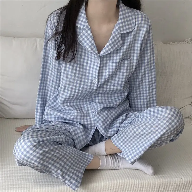 QWEEK Cow Print Women's Pajamas Home Clothes Cute Autumn Winter Pyjama Pour Femme Kawaii Sleepwear Pijamas Nightie
