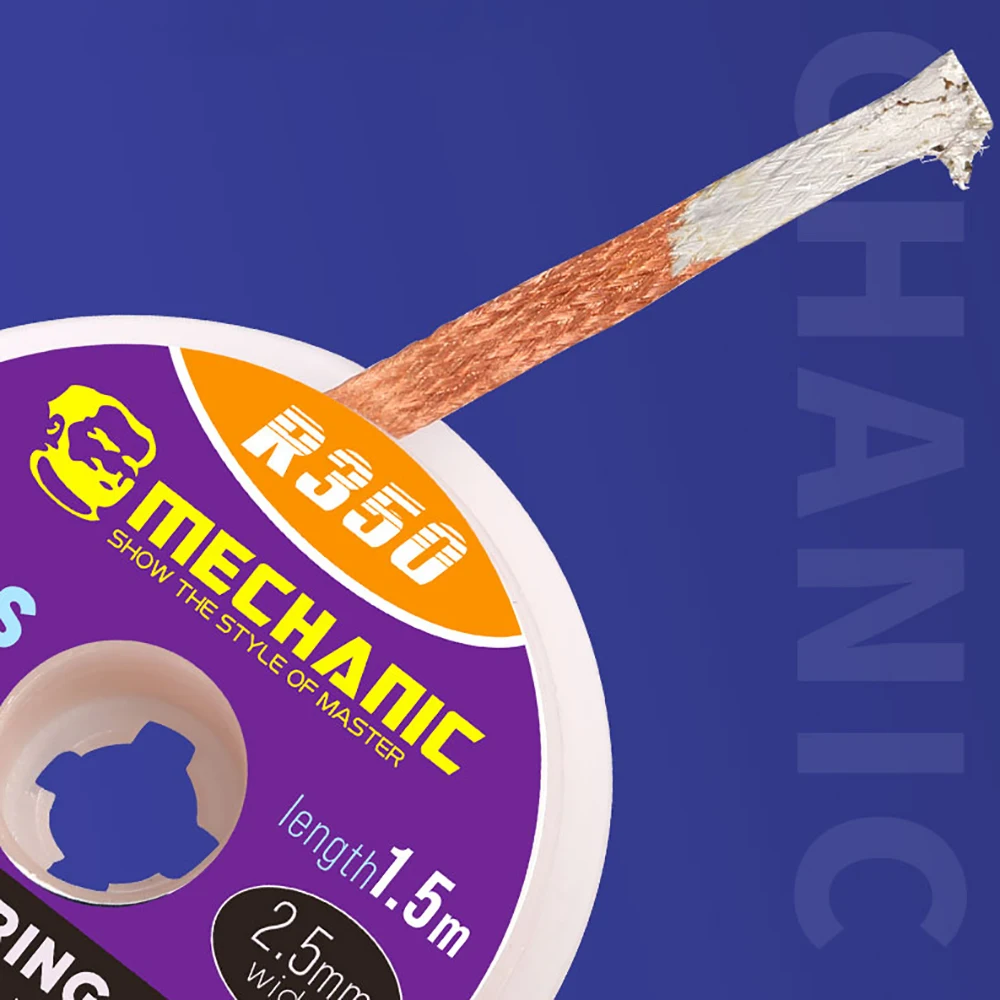 Desoldering Wire MECHANIC R350 1.5M 1.5/2.0/2.5/3.0/3.5MM For Removal Of Solder Slag on PCB Suction Strong Tin Tape | Инструменты
