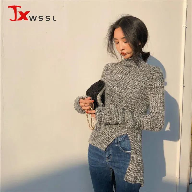 Винтажные Серые вязаные свитера 2022 модная осенне-зимняя одежда Женская