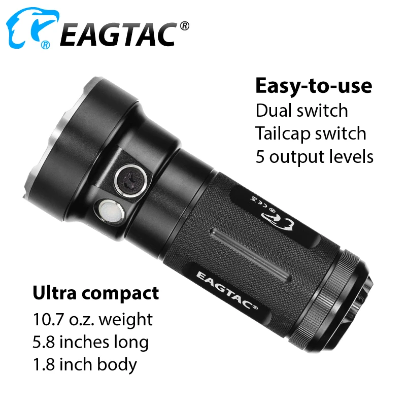 EAGTAC MX30L3CR комплект 6000 люмен перезаряжаемый светодиодный фонарик из нержавеющей