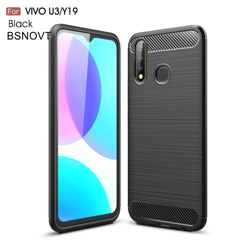 

Чехол для Vivo Y19, мягкий силиконовый чехол из углеродного волокна 6,53 дюйма, противоударный, противоударный чехол для телефона чехол для Vivo Y19, ...