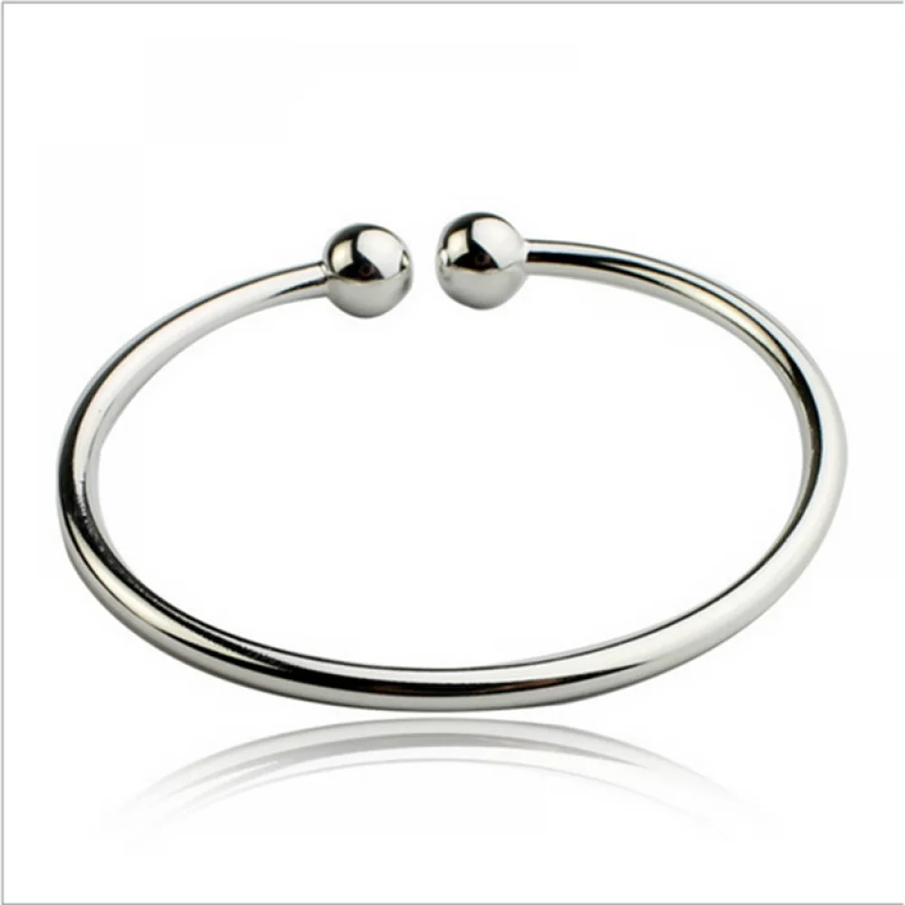

1pc 20cm Fashion Smooth Cuff Bangle European Beaded Charm Bracelet Jewellery Gifts