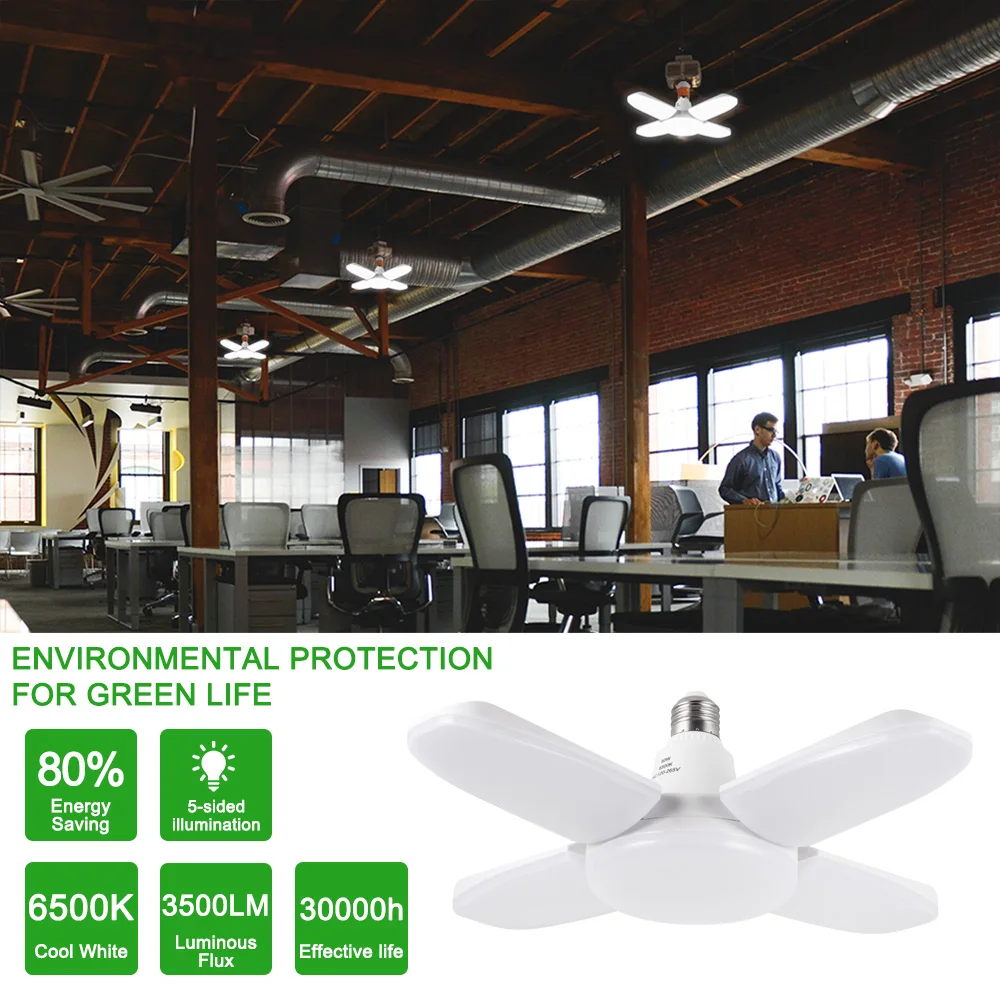 Движения Сенсор E27 светодиодный лампы лопасти вентилятора складной светильник