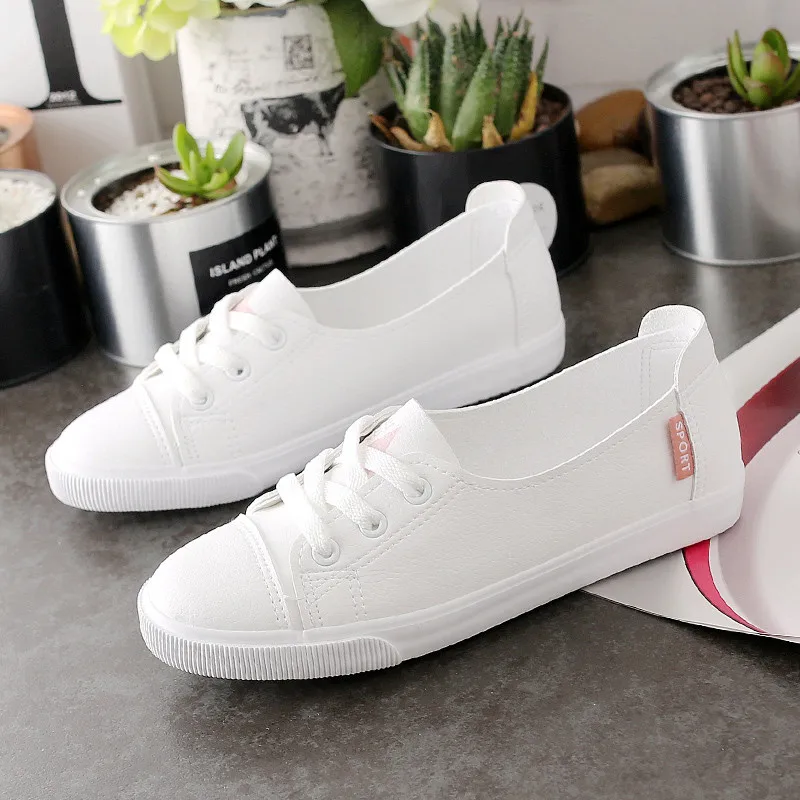 

Fashion Shoes Women's Vulcanize Shoes Spring New Casual Classic Solid Color PU Leather Shoes Women Casual White Shoes Sneakers