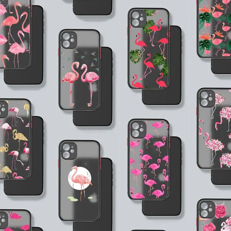 

Flamingo bird color pink animal Phone Case For iphone 12 11 8 7 plus mini x xs xr pro max matte transparent cover