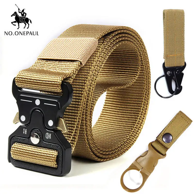 kk Package 1-2 Khaki NO. ONEPAUL мужской повседневный модный тактический ремень из сплава с автоматической пряжкой Молодежный студенческий ремень для занятий спортом на открытом воздухе - Цвет: kk Package 1-2 Khaki
