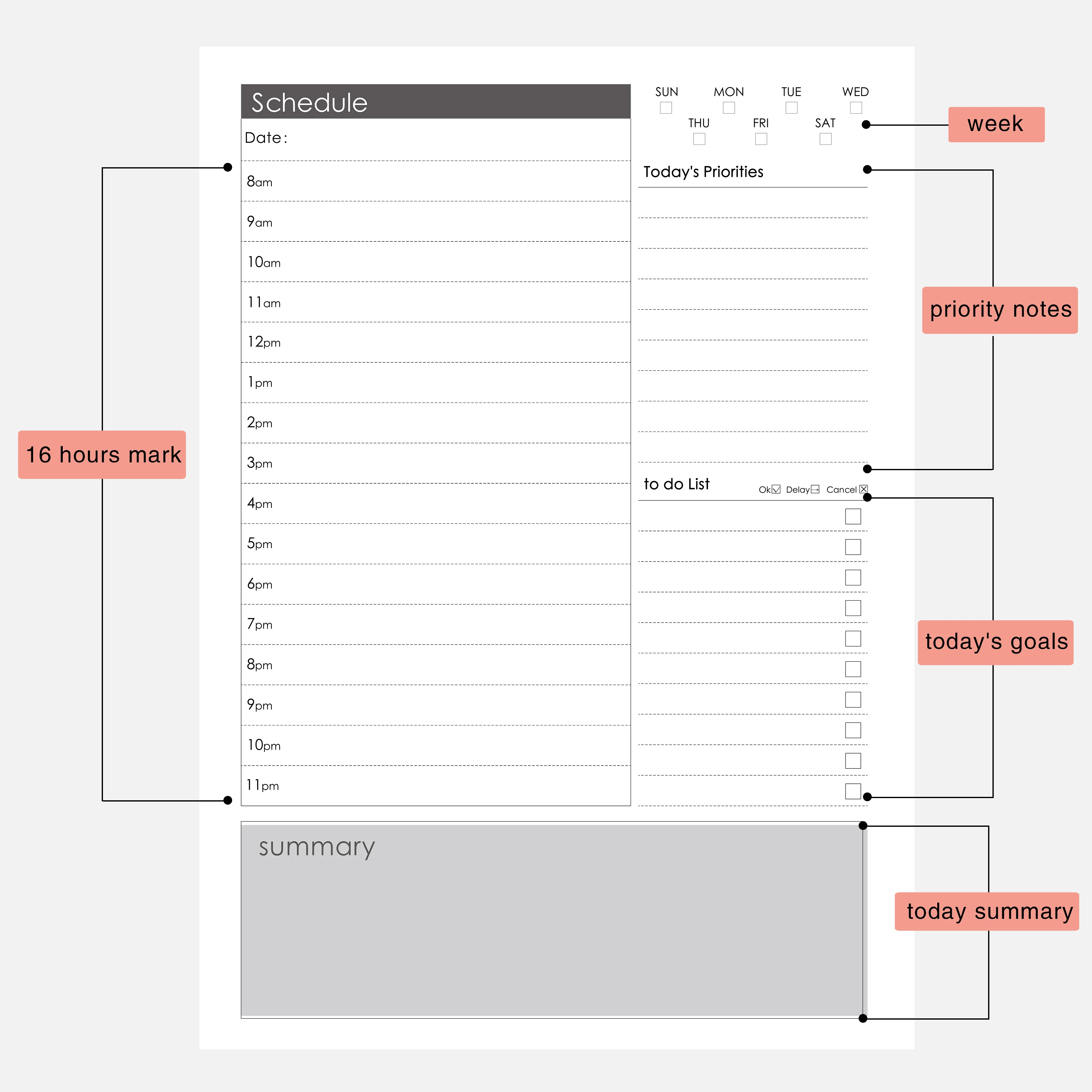 Ежечасный органайзер для ежедневных встреч без даты со списком дел резюме гибкий спиральный планировщик