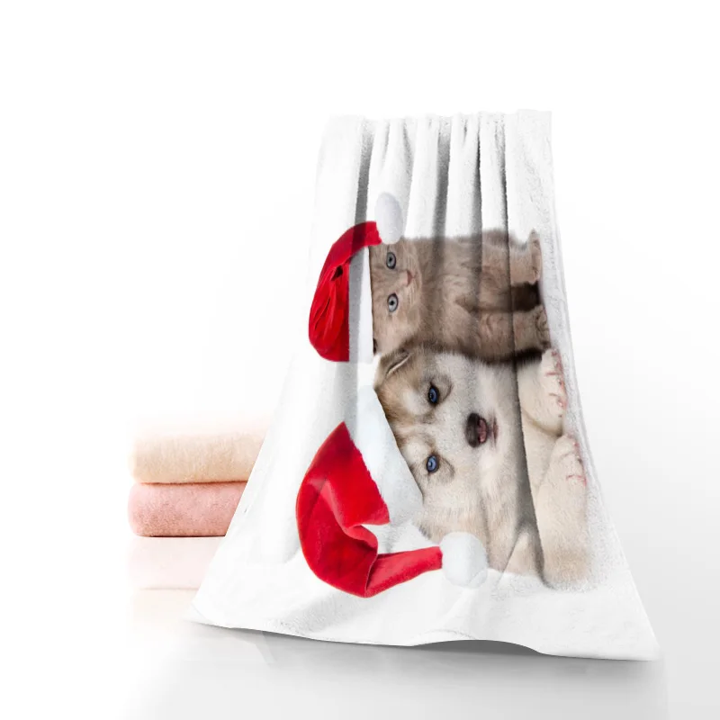 Новый принтом в виде рождественского кота Животные Полотенца несколько Цвет