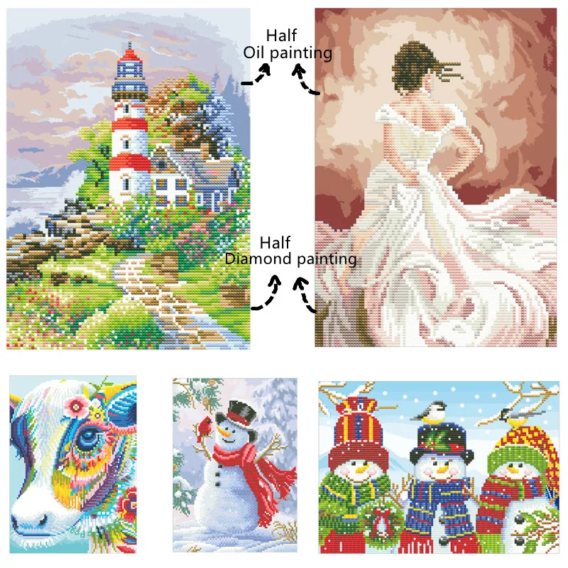 

DIY New Arrival Half Oil Painting Half Diamond Painting By Number Painting Home Decoration Drawing