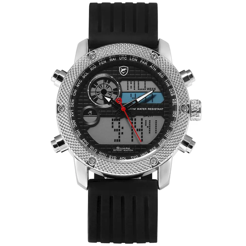 Porbeagle Shark спортивные часы мужские Топ люксовый бренд ЖК цифровые кварцевые