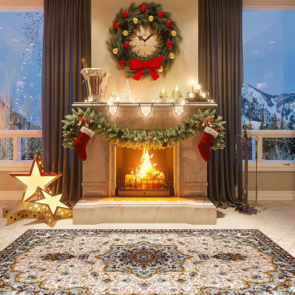 Декорации для фотосъемки Каминный ковер венок Рождественский Декор |