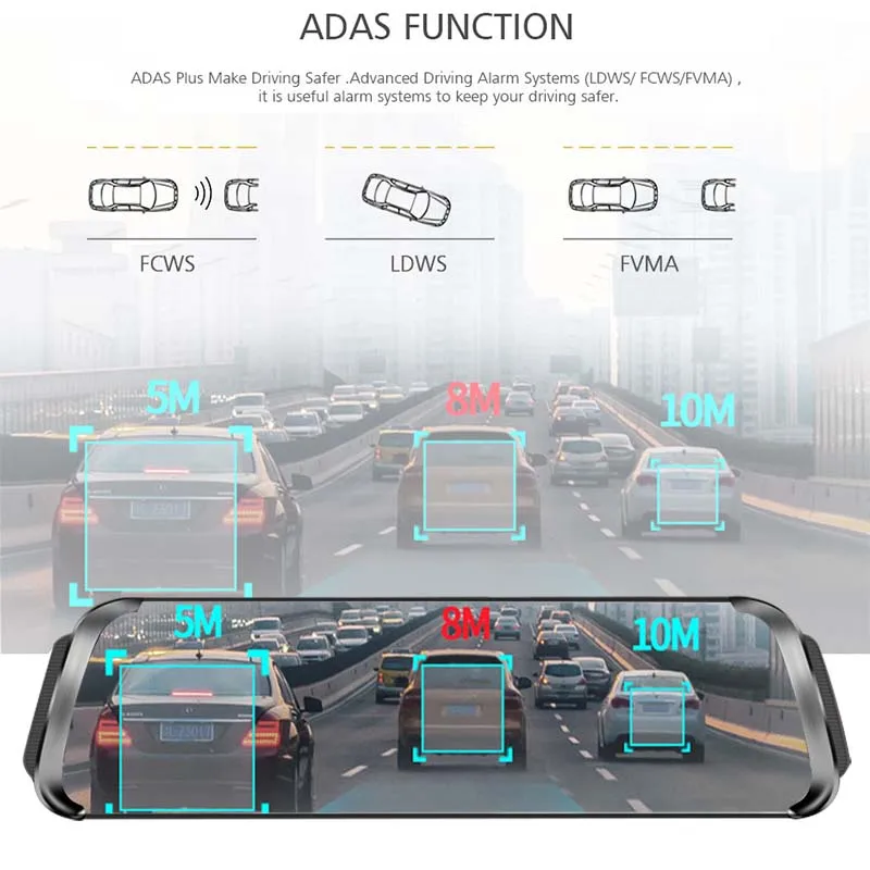 FANSICOUK 3G/4G ADAS Android автомобильный видеорегистратор 10 ''поток медиа зеркало заднего вида камера gps FM видео регистраторы 32 Гб SD карта 787