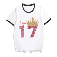 i am 17th 19th princess birthday gift tshirt tops for girl summer tops tee shirt femme princess crown t shirt women
