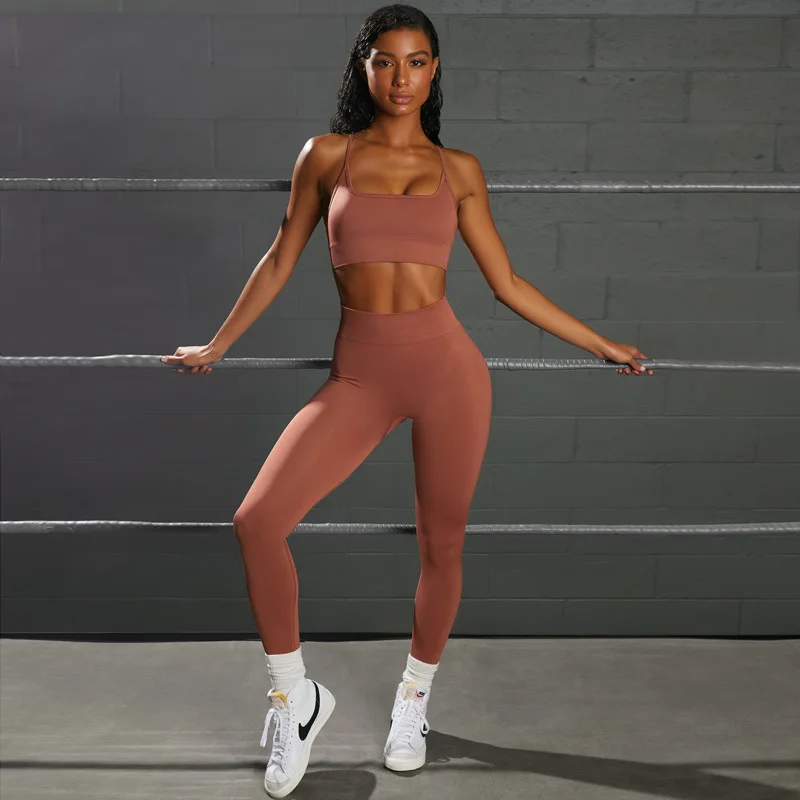 

Seamless Yoga Clothing Suit Fitness Sports Vest Quick-drying Leggings Two-piece Sport Clothes for Women Workout Set Gym Female