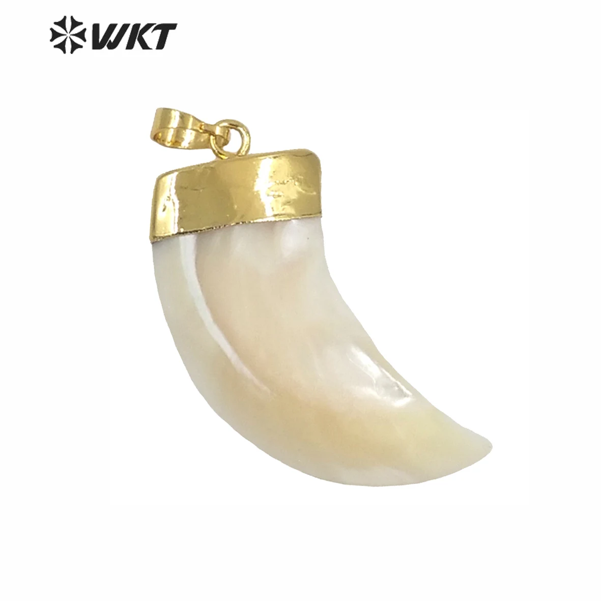 WT-JP073 Dainty จี้สวยลายใน Horn รูปร่างดอกไม้สีขาวเปลือก Gold Capped จี้สำหรับผู้หญิง Vogue สร้อยคอ