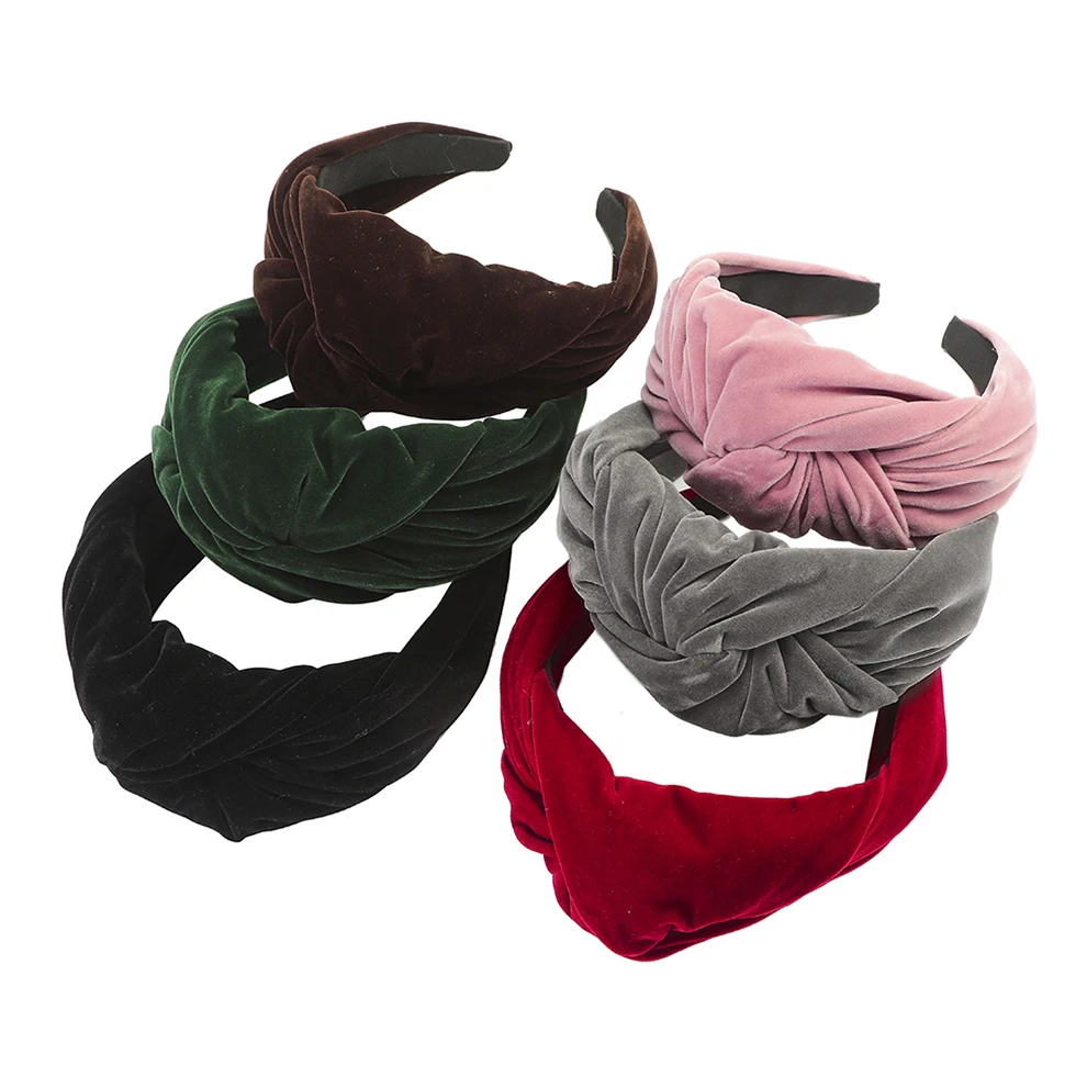 

Molans 2021 Knotted Headband for Women Wide Hairbands Velvet Ties Girls Solid Color Hair Hoop Bezel Headdress Hair Accessories
