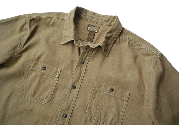 Мужская джинсовая рубашка с коротким рукавом голубая/хаки/темно-серая хлопковая