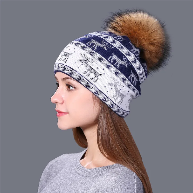 Новинка Xthree настоящие норковые помпоны рождественские шерстяные вязанные