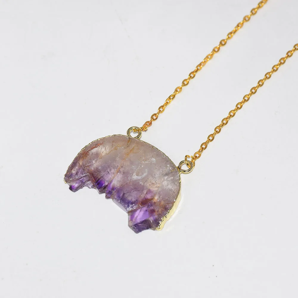 Женское Ожерелье-соединитель Geode Druzy с натуральным кристаллом и золотым ободком