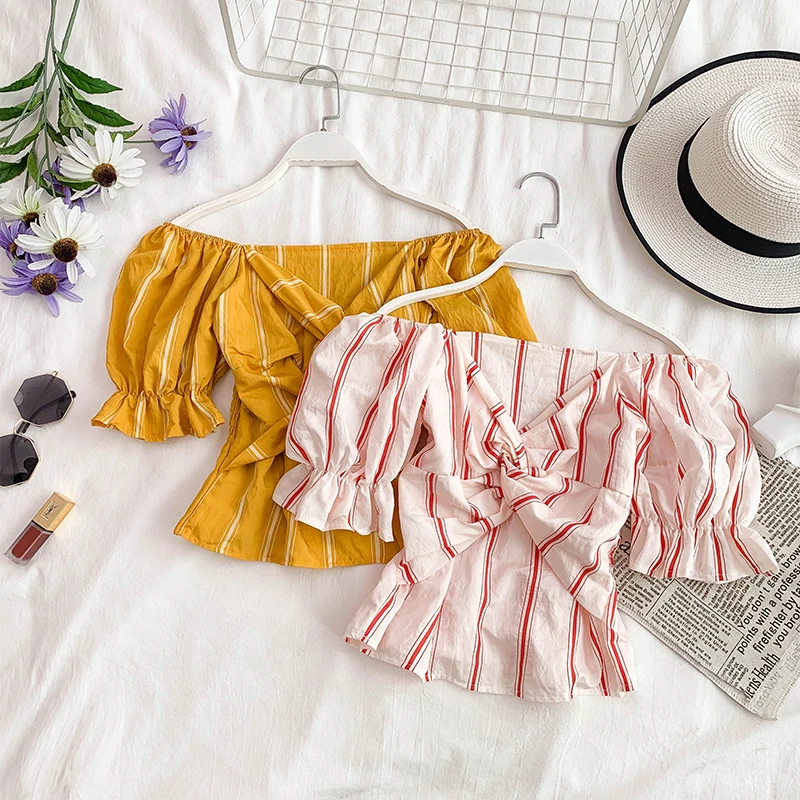 Joinyouth женские топы корейские полосатые рубашки с оборками 2020 новая весенняя мода