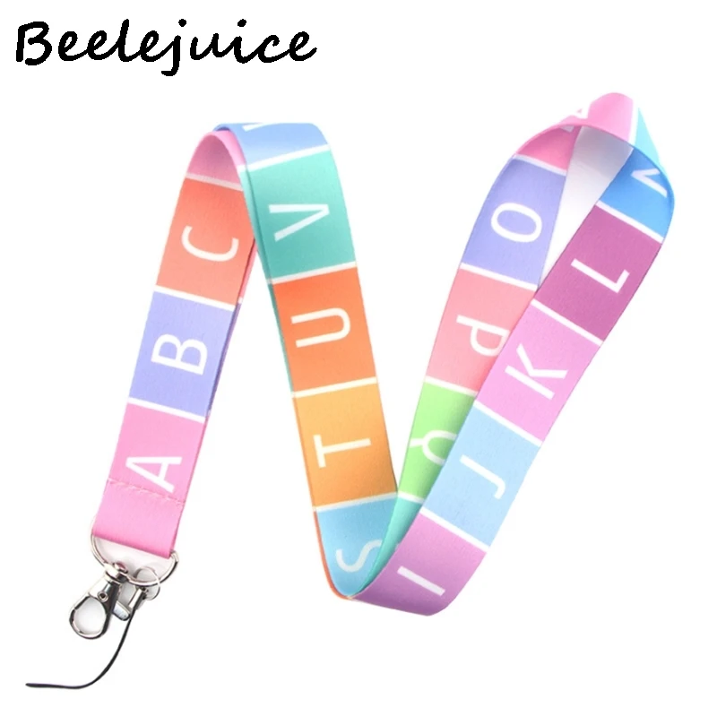 

24pcs Colorful letters Alphabet Lanyard Badge ID Mobile Phone Rope Key Neck Straps Accessories webbings ribbons Decorations