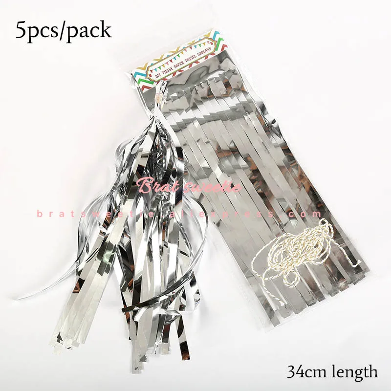 foil silver tassel Металлическая Серебряная одноразовая посуда бумажные соломинки тарелки Свадебные Рождественские украшения на день рождения принадлежности для взрослых - Цвет: foil silver tassel